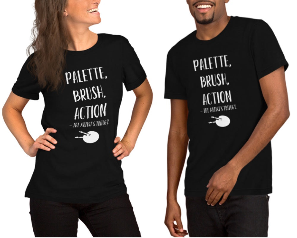 “Paleta, pincel, acción: la trilogía del artista”. - Camiseta unisex